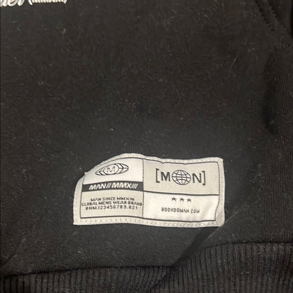 Boohoo Black MAN Hoodie with White Details size S - Picture 5 of 8